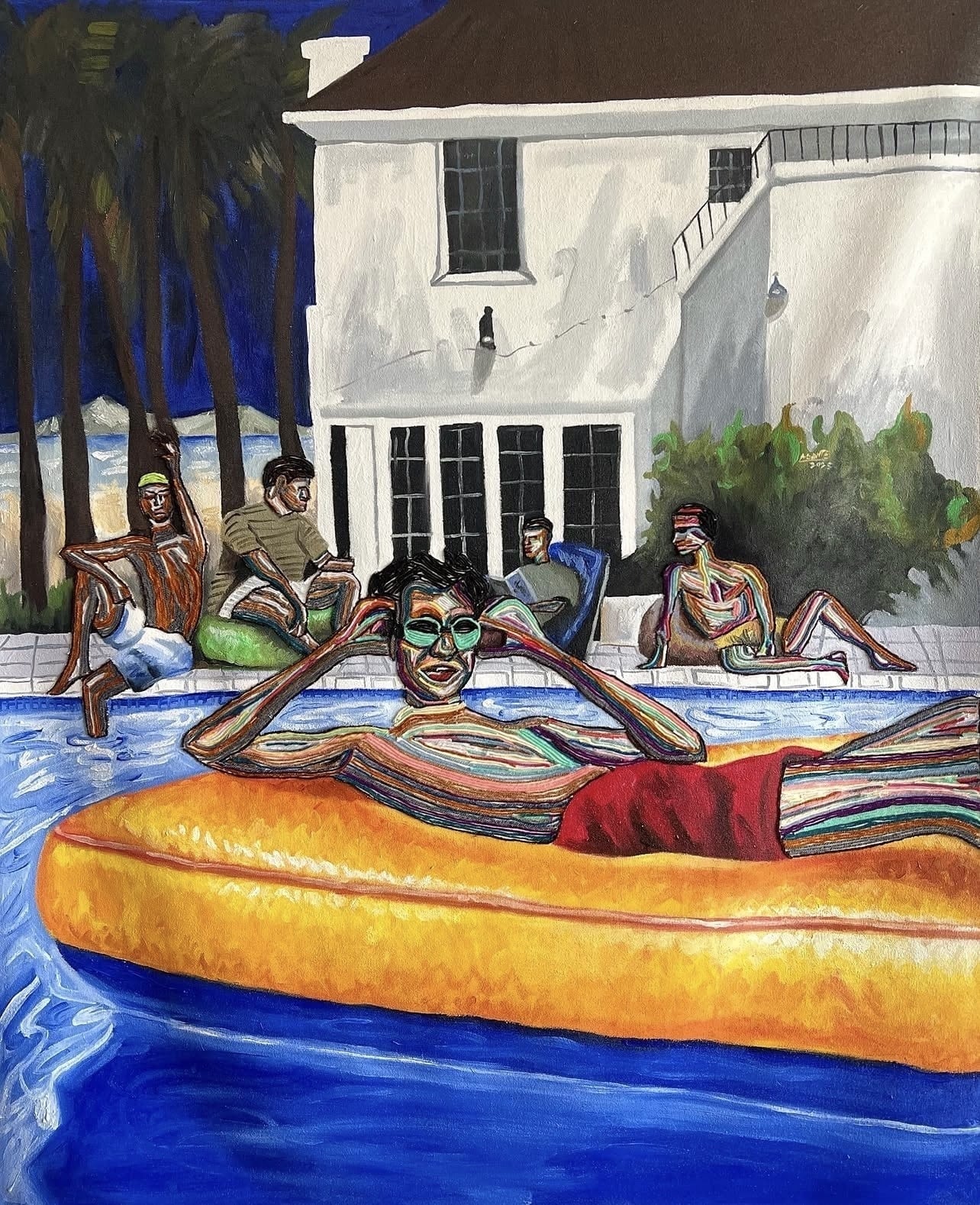Beach house Party by Benjamin Asante, showing leisure poised between architecture, water, and gathering